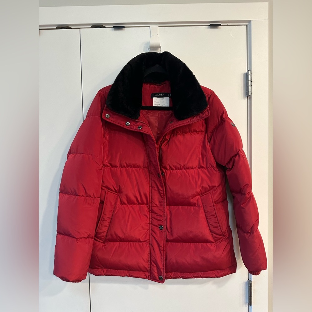 RALPH LAUREN Puffer Coat with Plush Black Collar